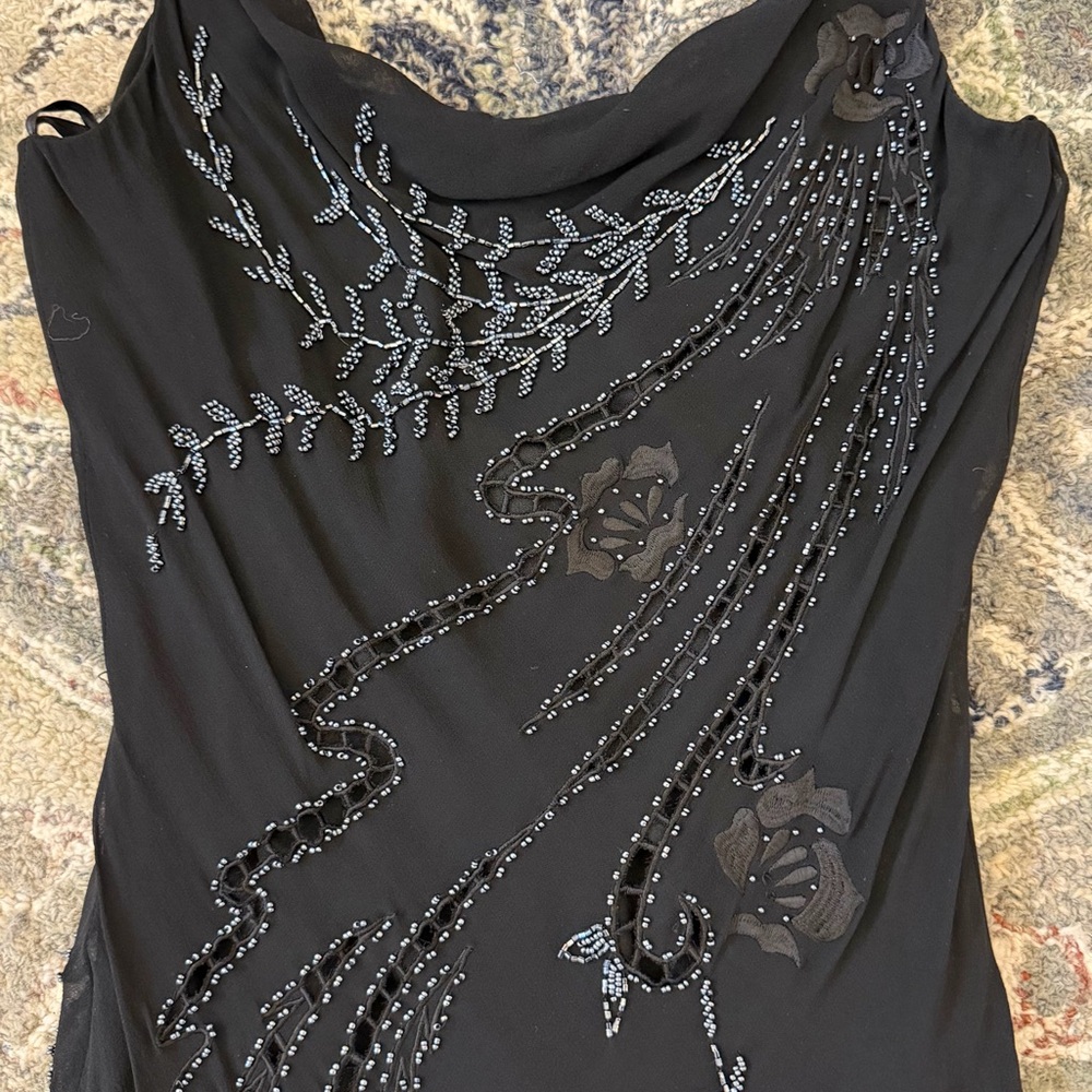 Sue Wong Nocturne 100% Silk Beaded Black Cocktail Dress Black 4 Small XS - Picture 3 of 15